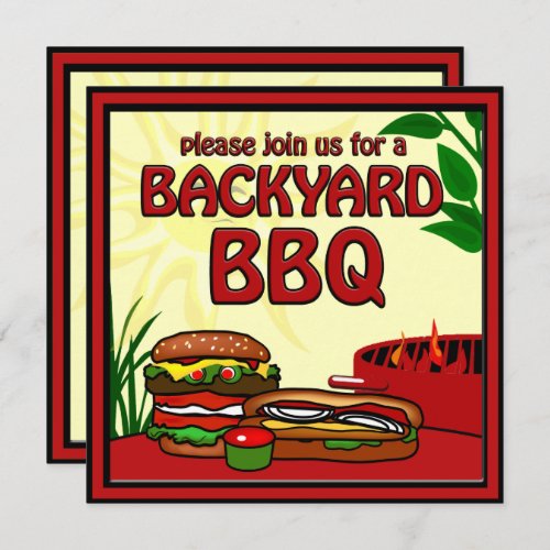 BBQ Grill Picnic Backyard Invitation