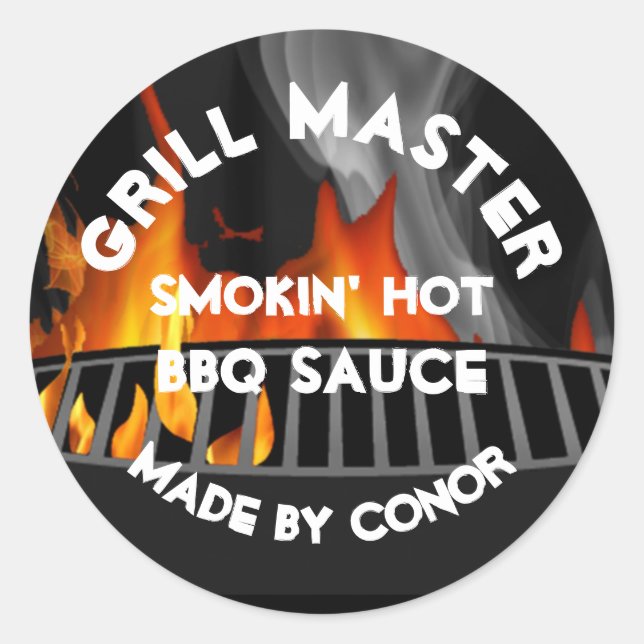 BBQ Grill Sauce Smokin Hot Circle  Classic Round Sticker (Front)