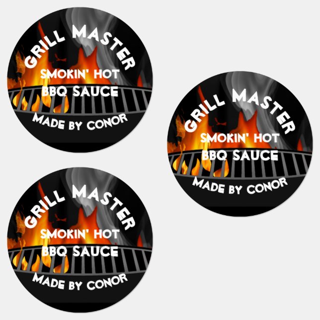 BBQ Grill Sauce Smokin Hot Circle Labels (Group)