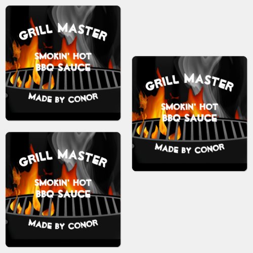 BBQ Grill Sauce Smokin Hot Square Labels
