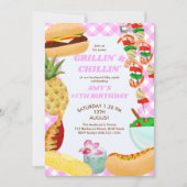 BBQ Grillin and Chillin Girls Birthday Party Invitation (Front)
