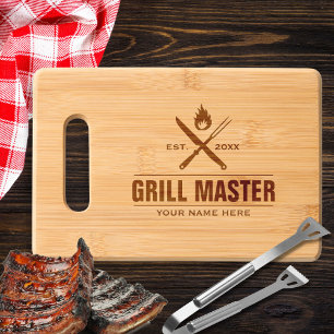 BBQ Grilling Master, Personalized Name Custom Text Engraved Cutting Board