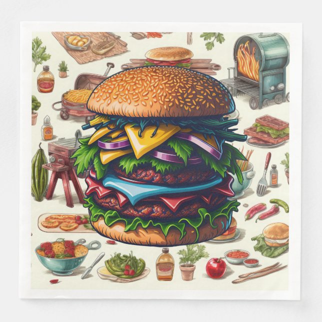 BBQ Grilling Paper Dinner Napkins (Front)
