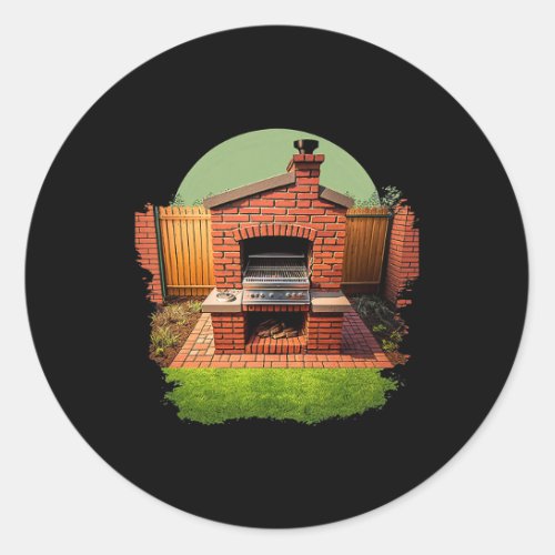 BBQ Grills Brick Barbeque Grill Backyard Outdoor G Classic Round Sticker