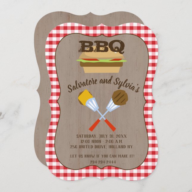 BBQ Hamburger Barbecue Summer Party Invitation (Front/Back)