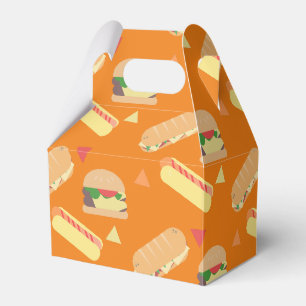 BBQ Hot Dog Burger Food Sandwich Party Orange Favor Boxes