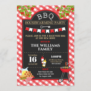 BBQ Housewarming Party New Home Backyard BBQ Invitation