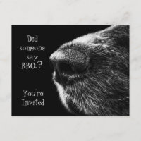 BBQ invitation dog nose black and grey