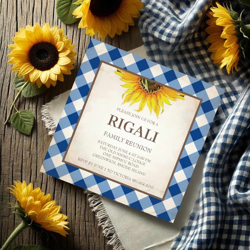 BBQ Invitation Gingham Print