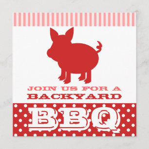 BBQ Invitation - Red and Pink Pig