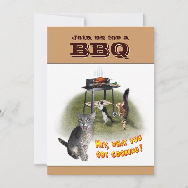 BBQ Invitation with Cats (Front)