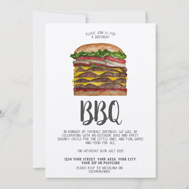 BBQ invite giant burger (Front)