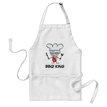Bbq King Apron With Big Funny Cartoon Chef by cookinggifts at Zazzle