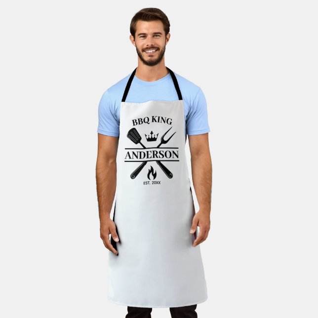 BBQ King Barbecue Personalized  Apron (Worn)