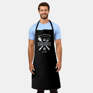 BBQ King Barbecue Personalized   Best Dad Ever Apron
