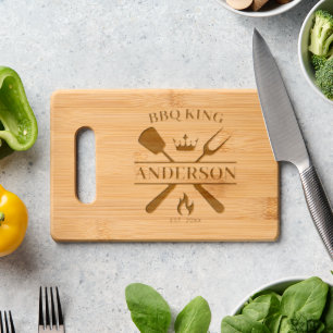 BBQ King Barbecue Personalized Engraved Cutting Board