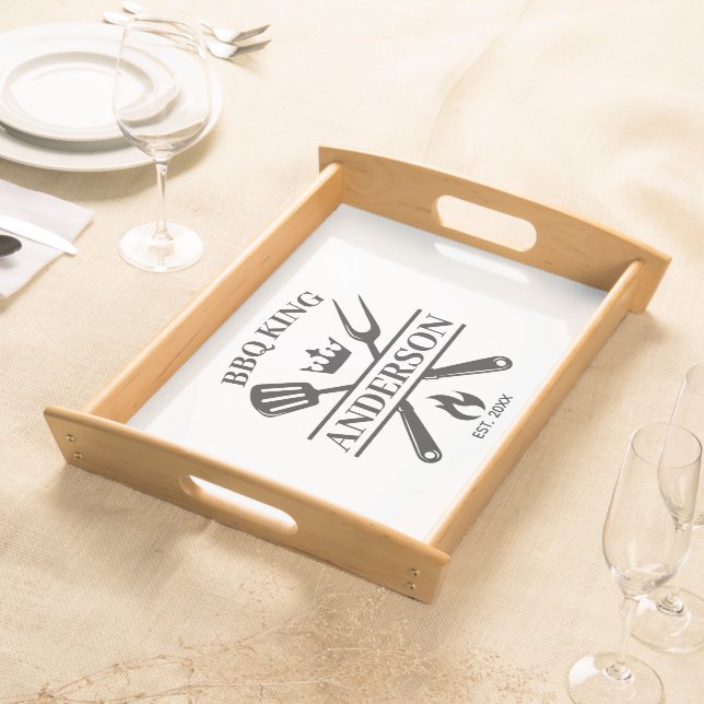 BBQ King Barbecue Personalized  Serving Tray (Front)