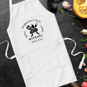BBQ King Custom with Grilling Utensil Graphic Long Apron