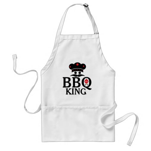 BBQ King Cute Text  Chefs Hat  Grill Adult Apron