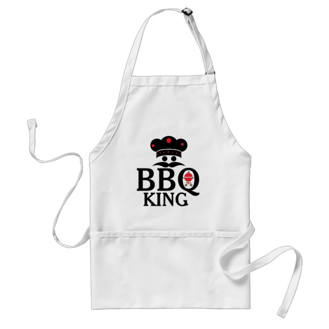 BBQ King Cute Text & Chef's Hat & Grill Adult Apron (Front)