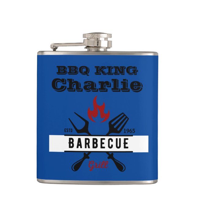 BBQ KING Editable text Flask (Front)