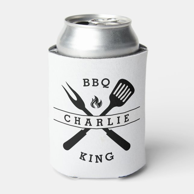 BBQ King | Father's Day Men Gift Personalized Name Can Cooler (Can Front)