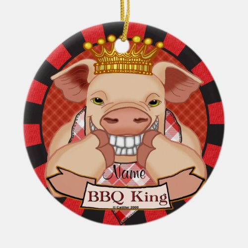 BBQ King Pig custom name ornament