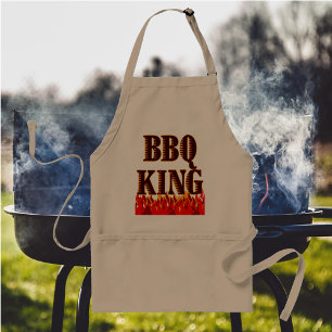 BBQ King Red Flames Cookout Saying Apron