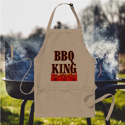 BBQ King Red Flames Cookout Saying Apron