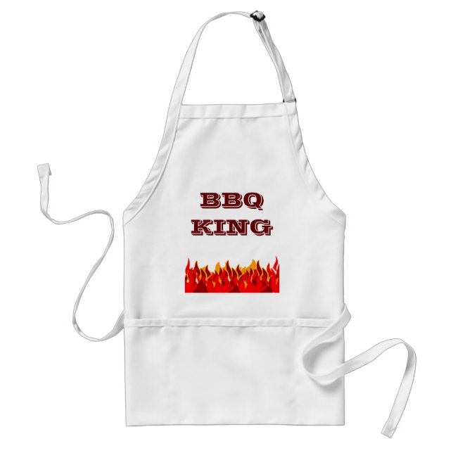 BBQ King Red Flames Custom Slogan Adult Apron (Front)