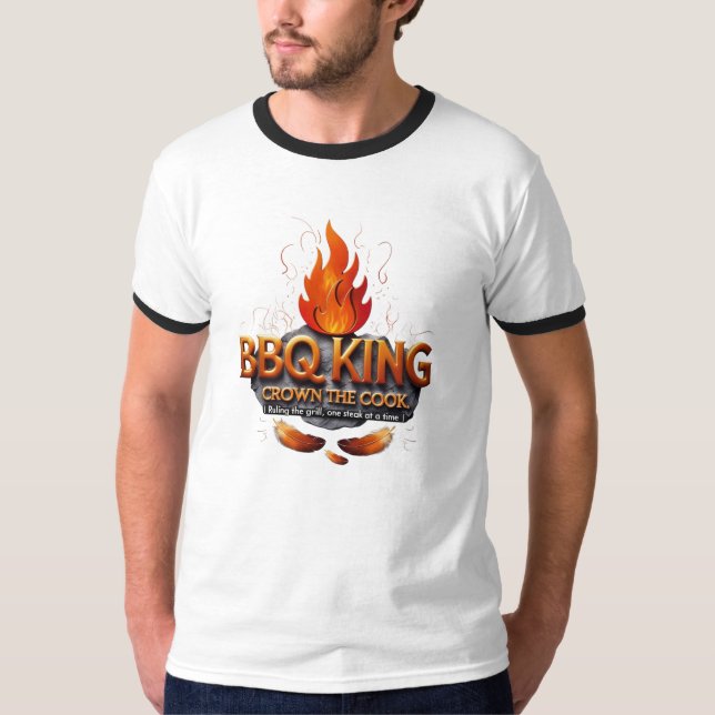BBQ King – Retro Chef Hat Ringer Tee (Front)