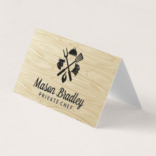 BBQ Logo Chicken Beef Wood Grain Business Card