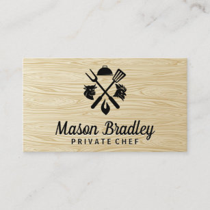 BBQ Logo   Chicken   Beef   Wood Grain Business Card