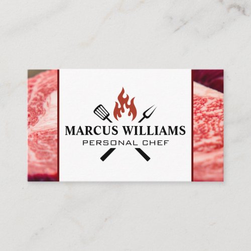 BBQ Logo  Raw Steaks Business Card
