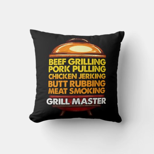 BBQ Lover Chef Summer Meat Smoking Grill Master Throw Pillow