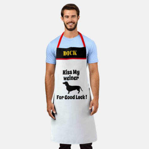 BBQ Lover Griller Funny Kiss My Wieners Dog Pun Apron