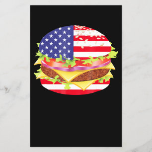 BBQ Lovers   Hamburger USA Flag 4th Of July BBQ Flyer