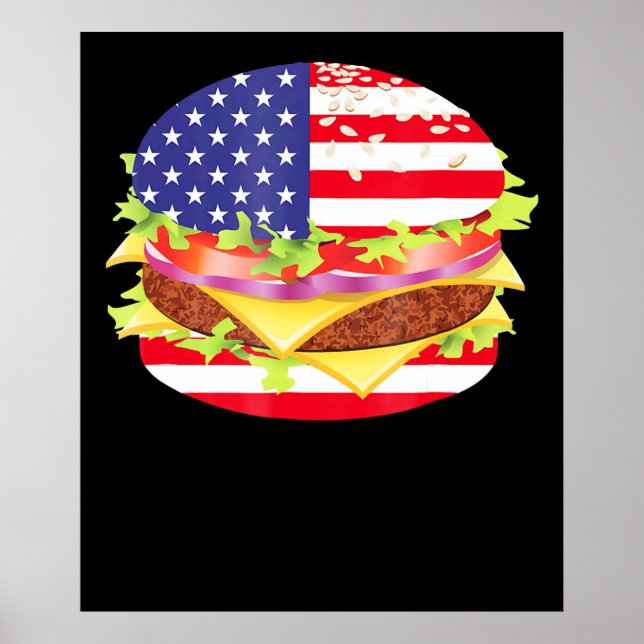 BBQ Lovers | Hamburger USA Flag 4th Of July BBQ Poster (Front)