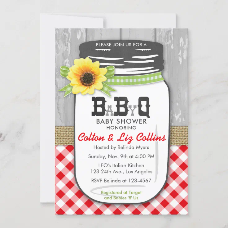 mason jar baby shower invitations