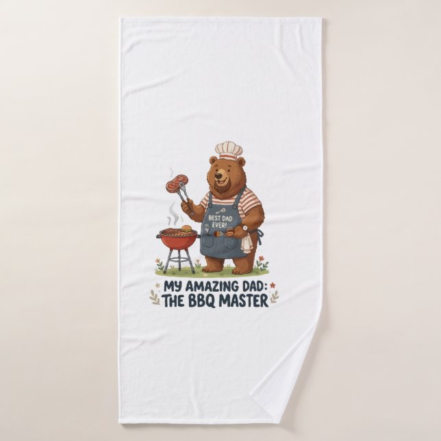 BBQ Master Bear Dad Design Bath Towel (Bath Towel)
