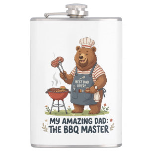 BBQ Master Bear Dad Design Flask