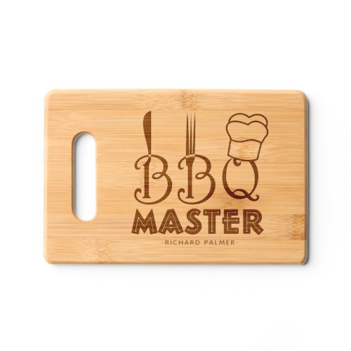 BBQ master fork knife and chef cap charcuterie Cutting Board