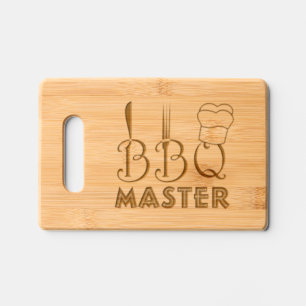 BBQ master fork, knife and chef cap charcuterie Engraved Cutting Board