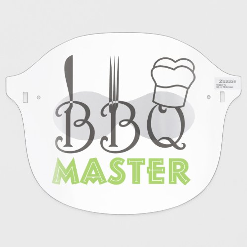 BBQ master fork knife and chef cap green Face Shield