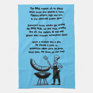 BBQ Master’s Humorous Poem Kitchen Towel