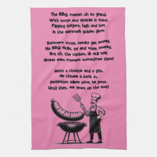 BBQ Master’s Humorous Poem Kitchen Towel
