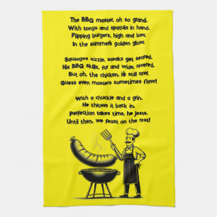 BBQ Master’s Humorous Poem  Kitchen Towel