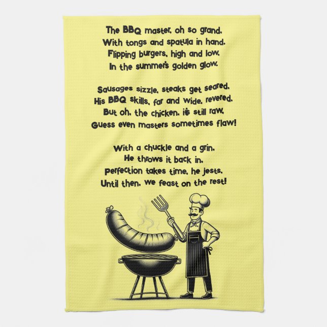 BBQ Master’s Humorous Poem  Kitchen Towel (Vertical)
