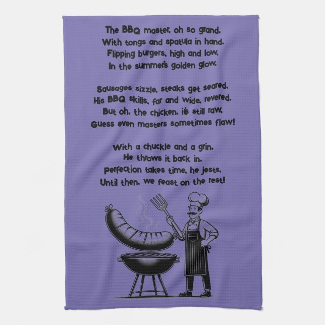 BBQ Master’s Humorous Poem  Kitchen Towel (Vertical)