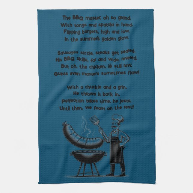BBQ Master’s Humorous Poem  Kitchen Towel (Vertical)
